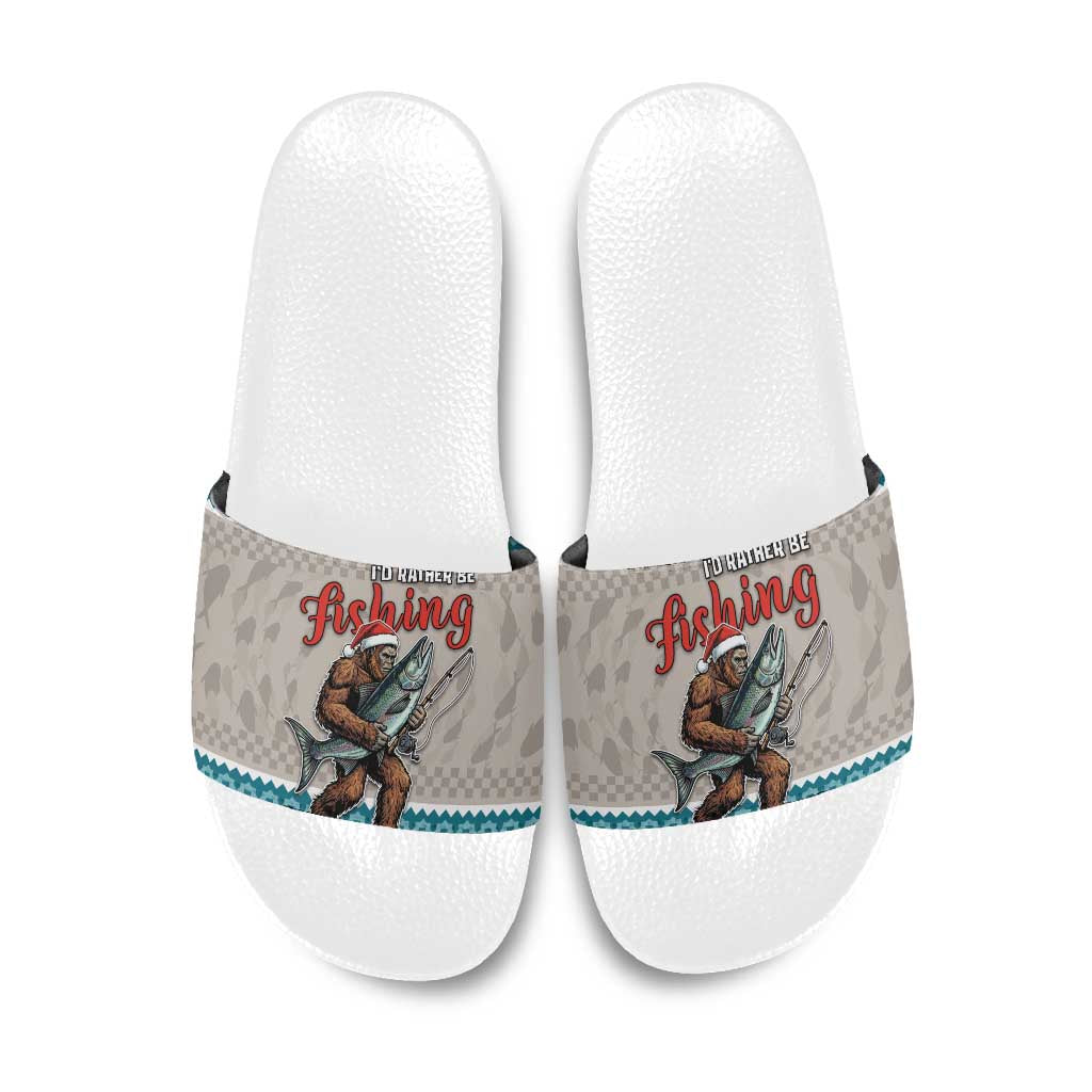 Bigfoot Fishing Christmas Slide Sandals Funny Style - Wonder Print Shop