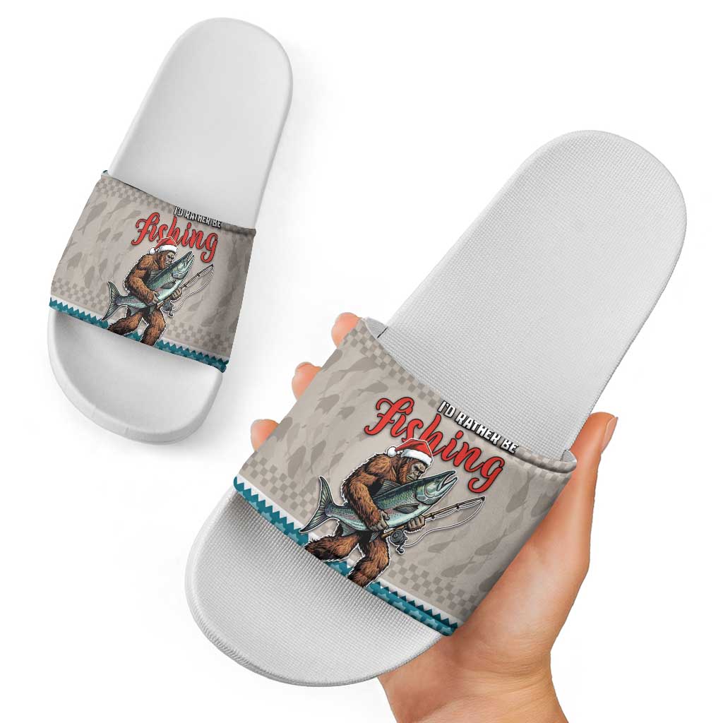 Bigfoot Fishing Christmas Slide Sandals Funny Style - Wonder Print Shop