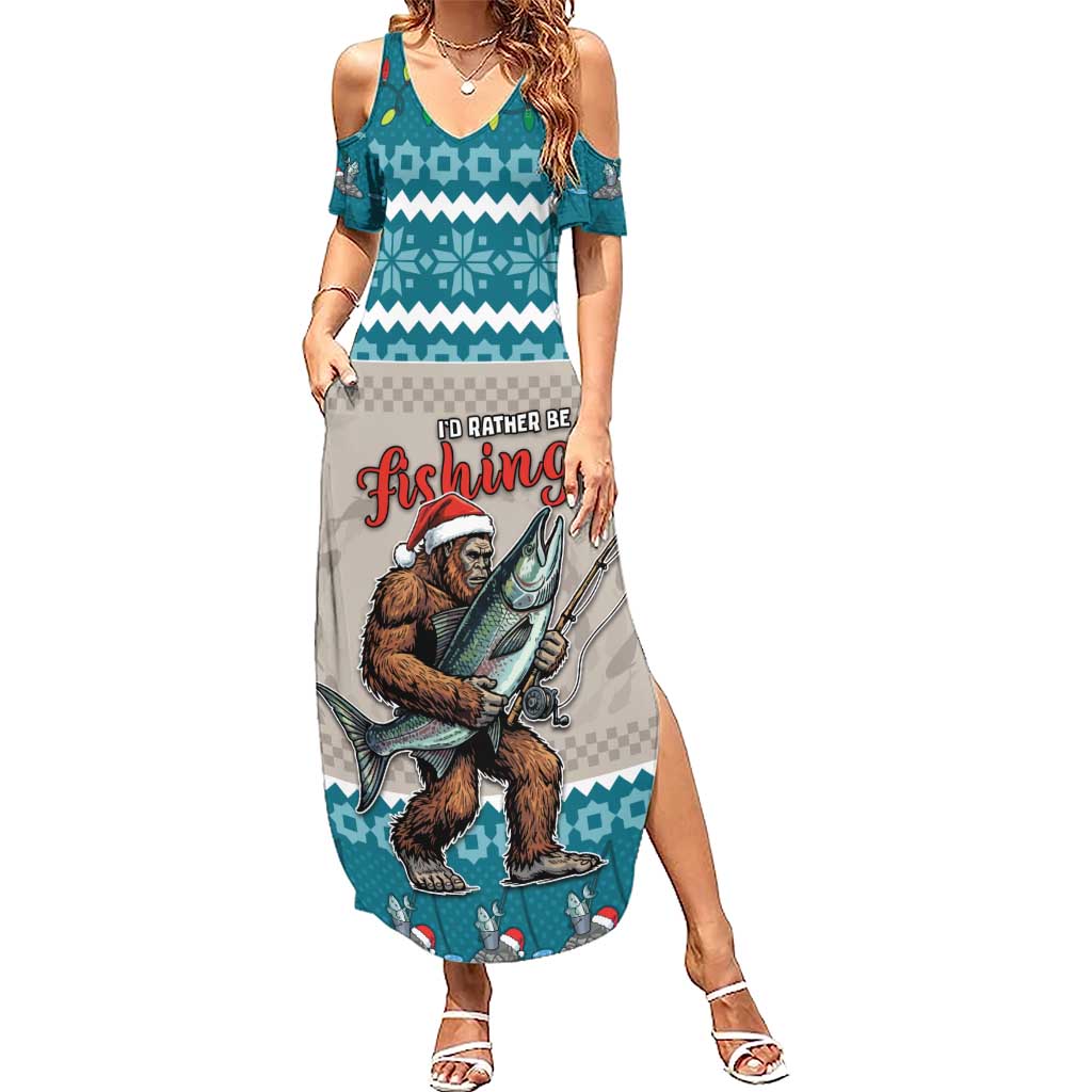 Bigfoot Fishing Christmas Summer Maxi Dress Funny Style - Wonder Print Shop