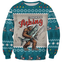 Bigfoot Fishing Christmas Sweatshirt Funny Style - Wonder Print Shop