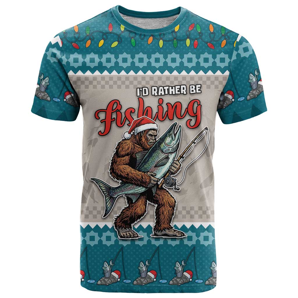 Bigfoot Fishing Christmas T Shirt Funny Style - Wonder Print Shop