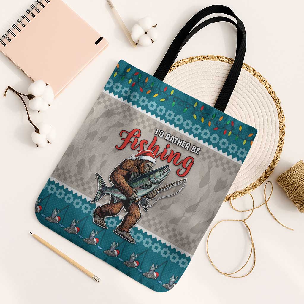 Bigfoot Fishing Christmas Tote Bag Funny Style - Wonder Print Shop
