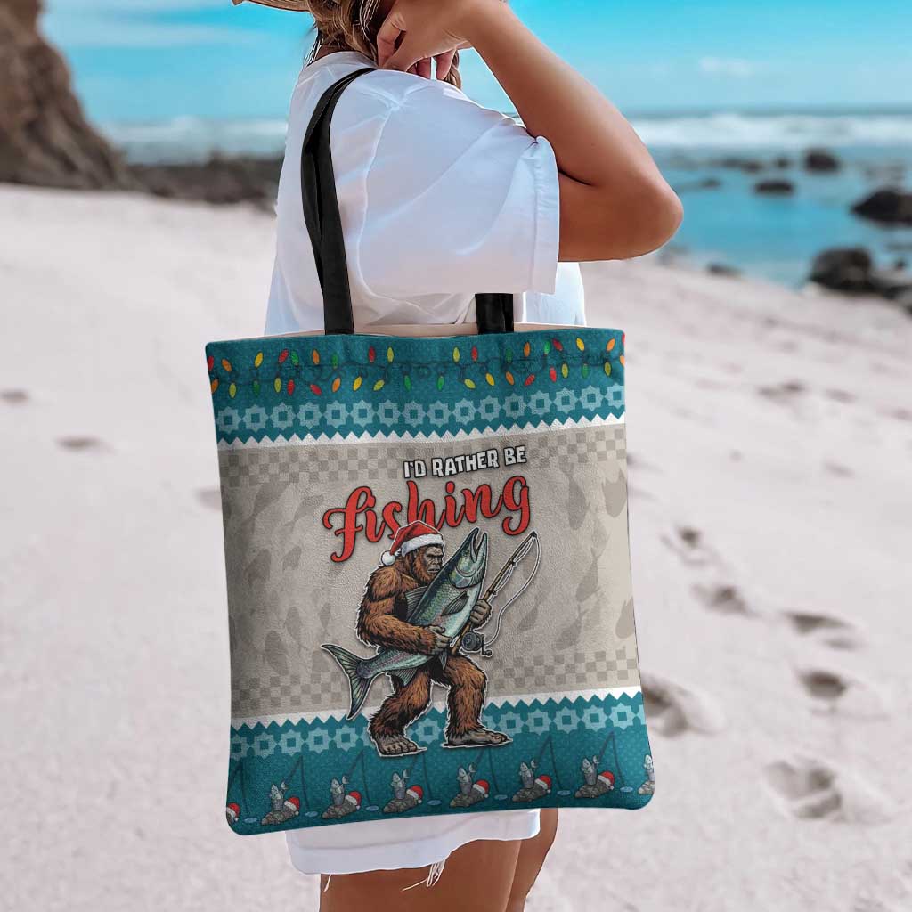 Bigfoot Fishing Christmas Tote Bag Funny Style - Wonder Print Shop