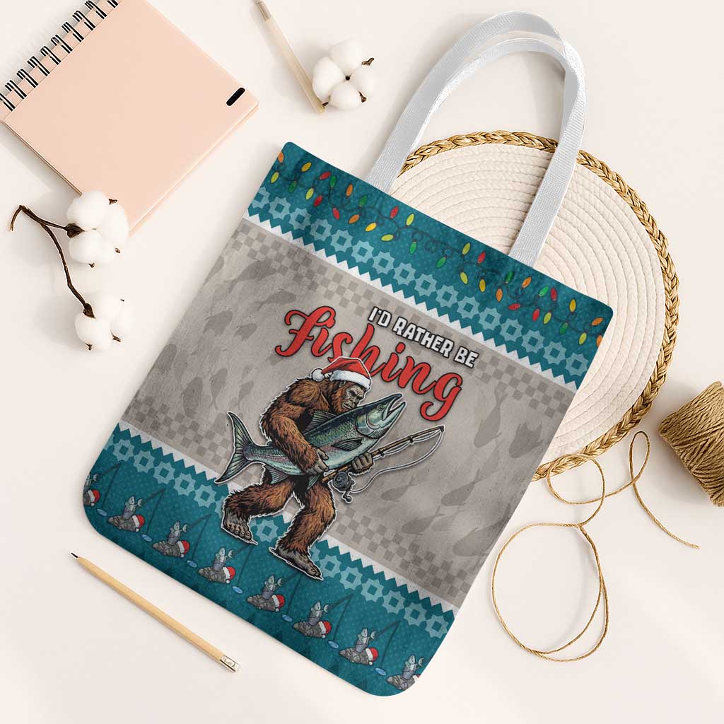 Bigfoot Fishing Christmas Tote Bag Funny Style - Wonder Print Shop