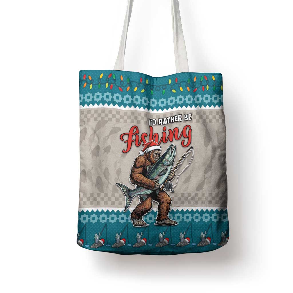 Bigfoot Fishing Christmas Tote Bag Funny Style - Wonder Print Shop