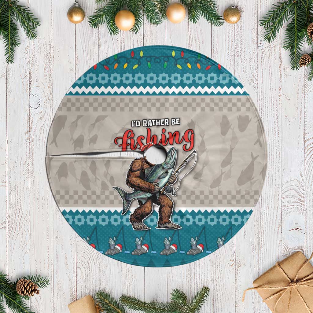 Fishing Christmas Tree Skirt Bigfoot Xmas Funny Style - Wonder Print Shop