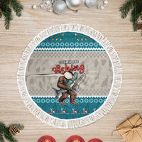 Fishing Christmas Tree Skirt Bigfoot Xmas Funny Style - Wonder Print Shop