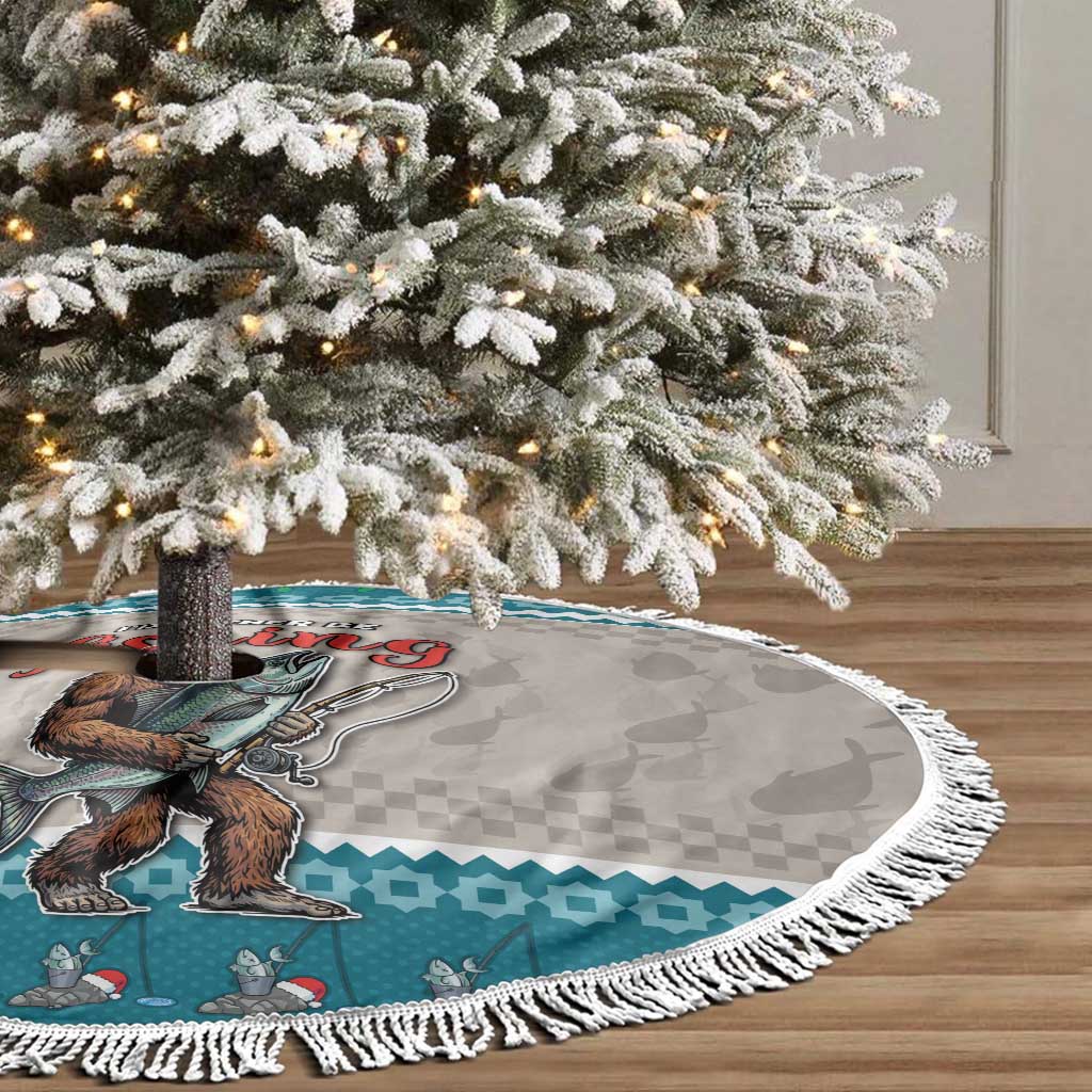 Fishing Christmas Tree Skirt Bigfoot Xmas Funny Style - Wonder Print Shop