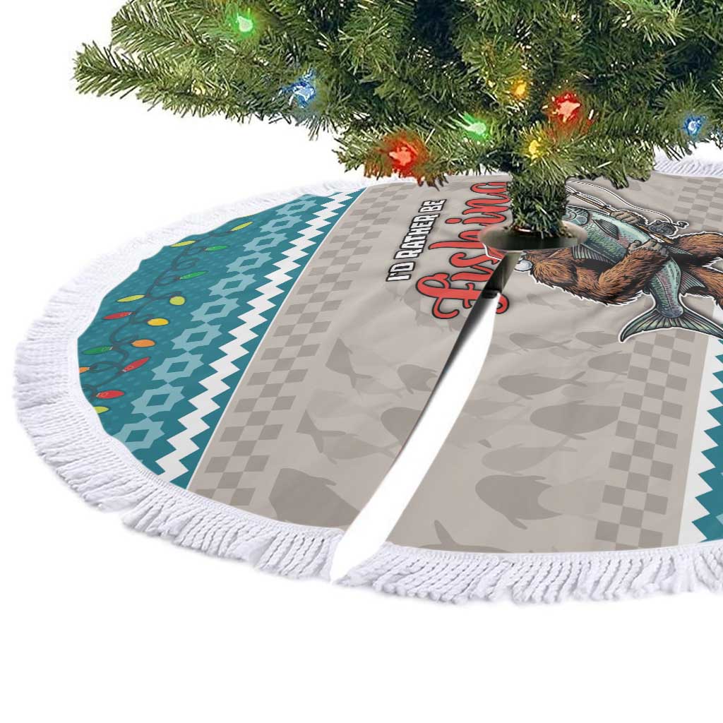 Fishing Christmas Tree Skirt Bigfoot Xmas Funny Style - Wonder Print Shop