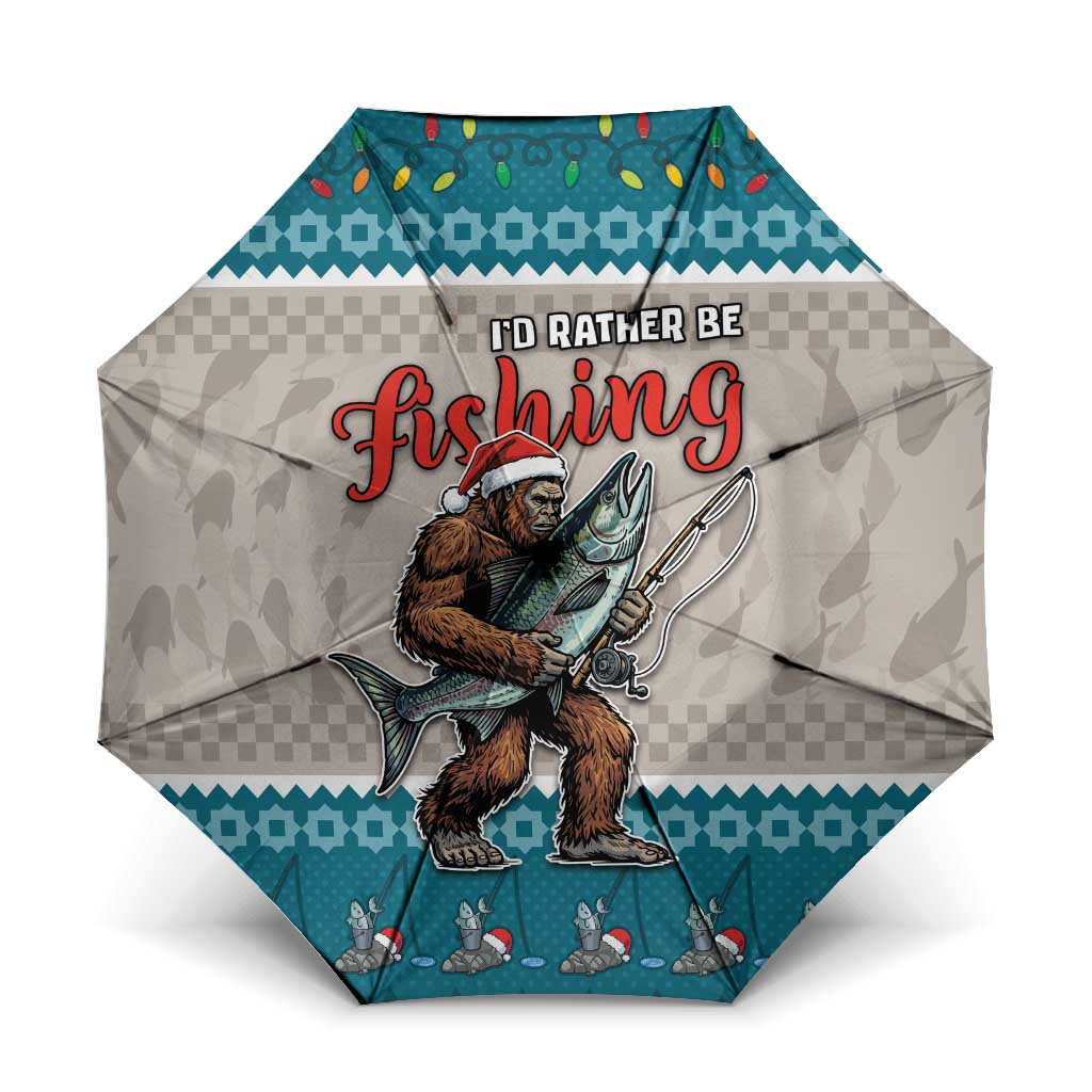 Bigfoot Fishing Christmas Umbrella Funny Style - Wonder Print Shop