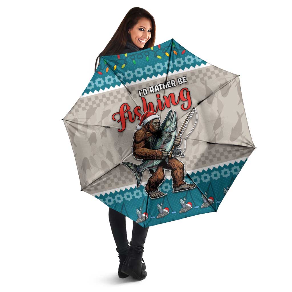 Bigfoot Fishing Christmas Umbrella Funny Style - Wonder Print Shop