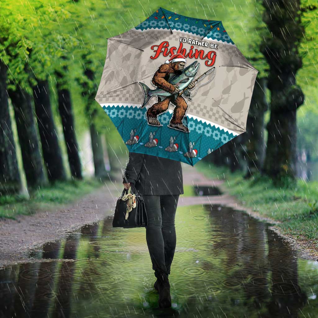 Bigfoot Fishing Christmas Umbrella Funny Style - Wonder Print Shop