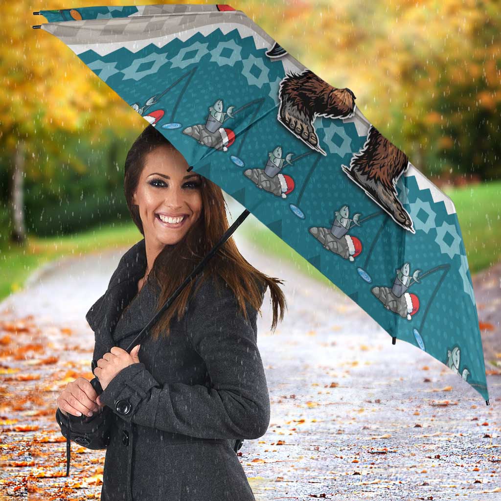 Bigfoot Fishing Christmas Umbrella Funny Style - Wonder Print Shop