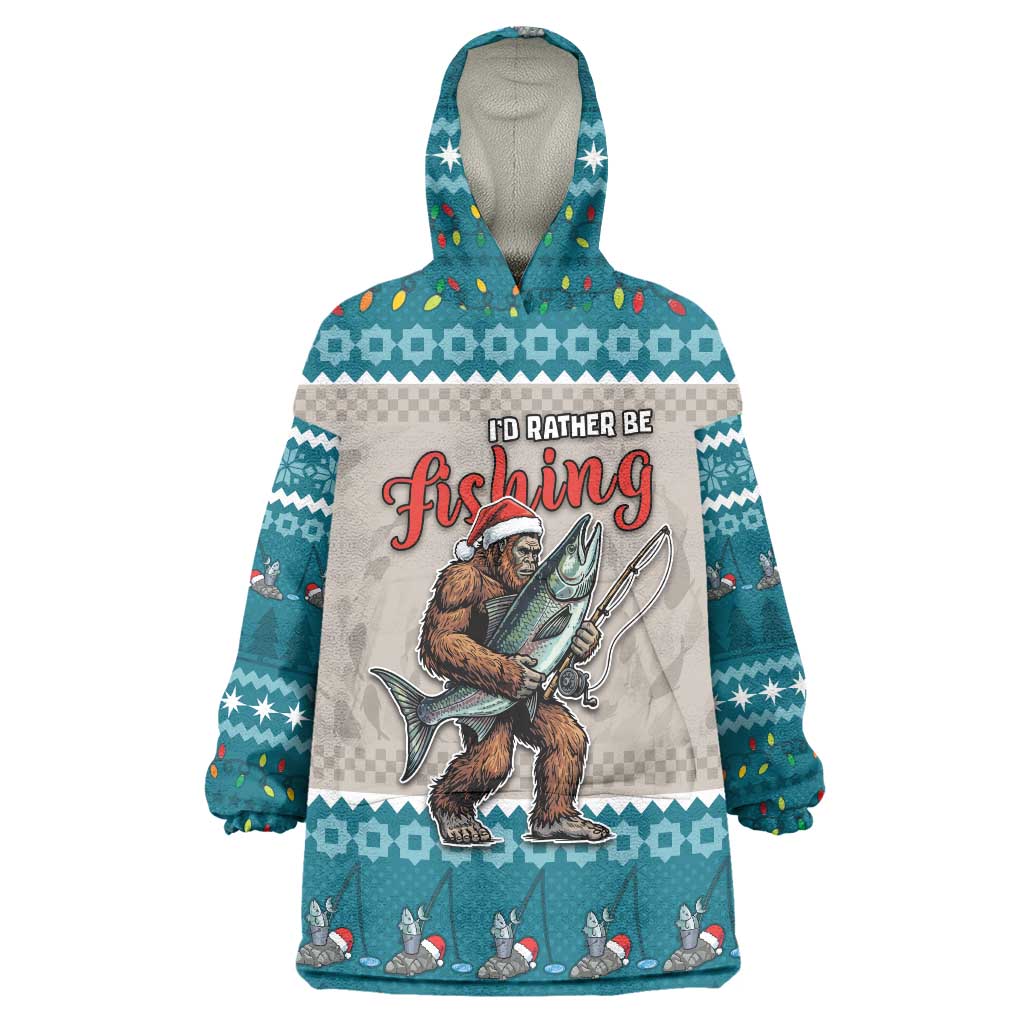 Bigfoot Fishing Christmas Wearable Blanket Hoodie Funny Style - Wonder Print Shop