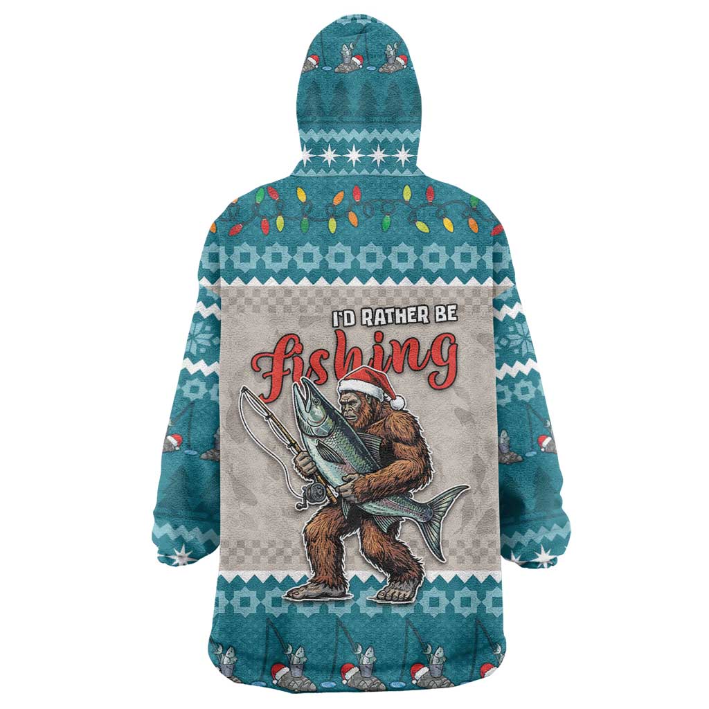 Bigfoot Fishing Christmas Wearable Blanket Hoodie Funny Style - Wonder Print Shop