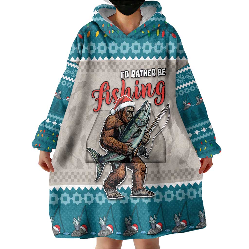 Bigfoot Fishing Christmas Wearable Blanket Hoodie Funny Style - Wonder Print Shop