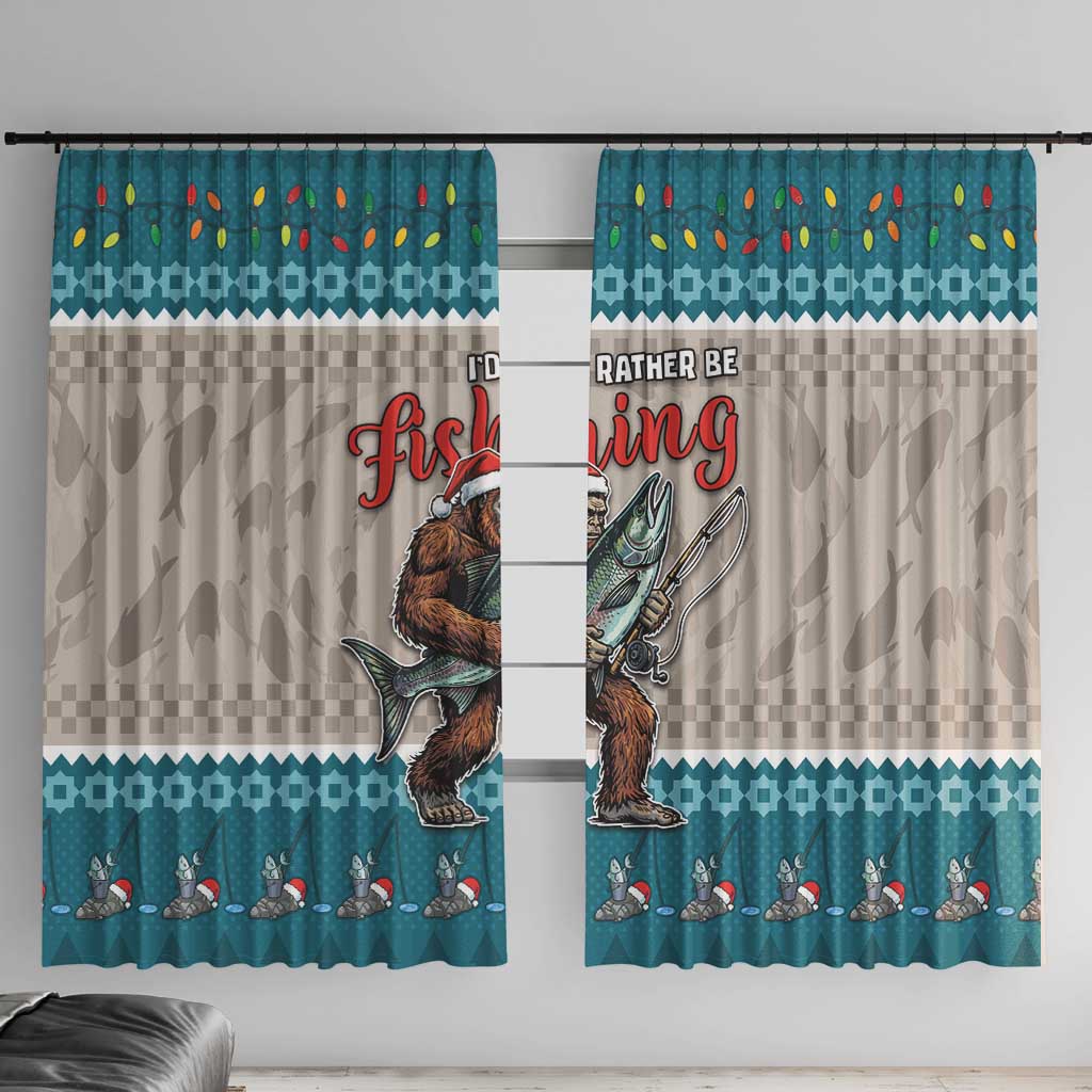 Bigfoot Fishing Christmas Window Curtain Funny Style - Wonder Print Shop