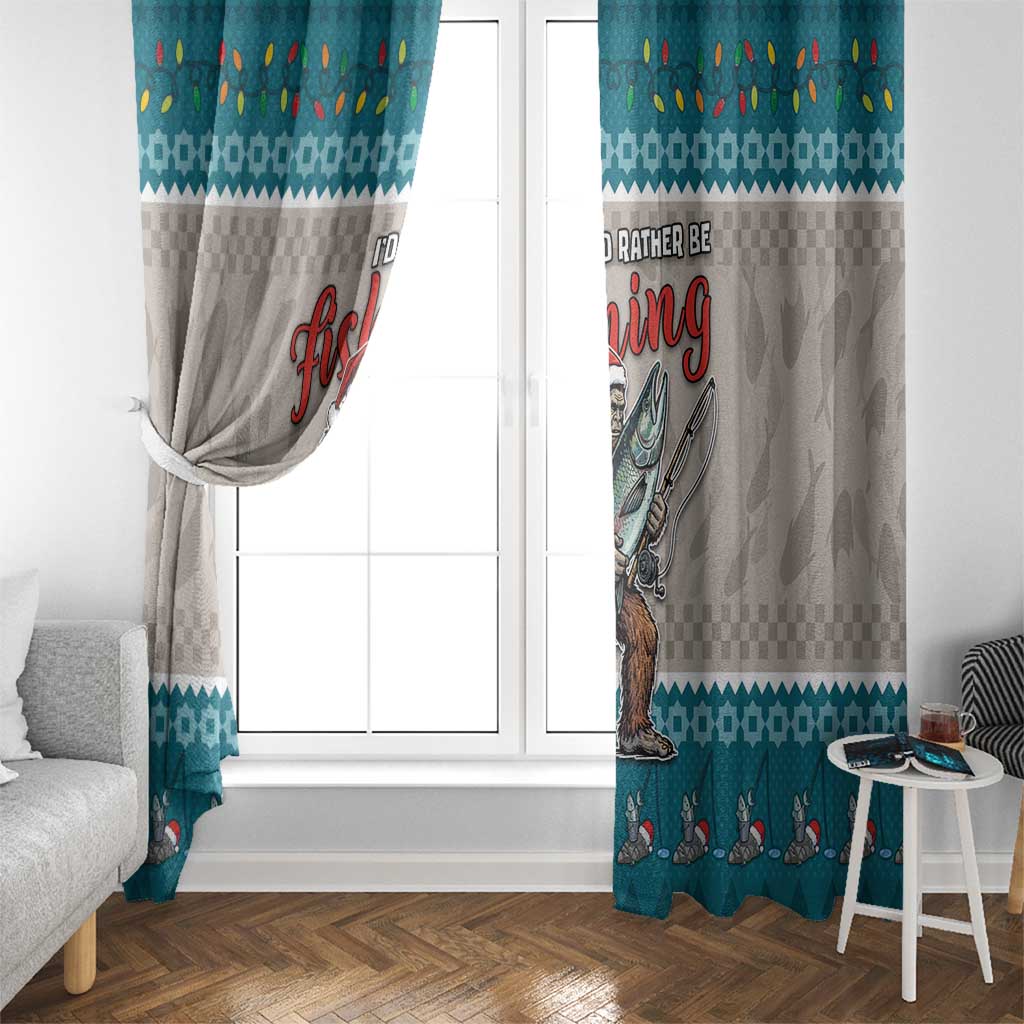 Bigfoot Fishing Christmas Window Curtain Funny Style - Wonder Print Shop
