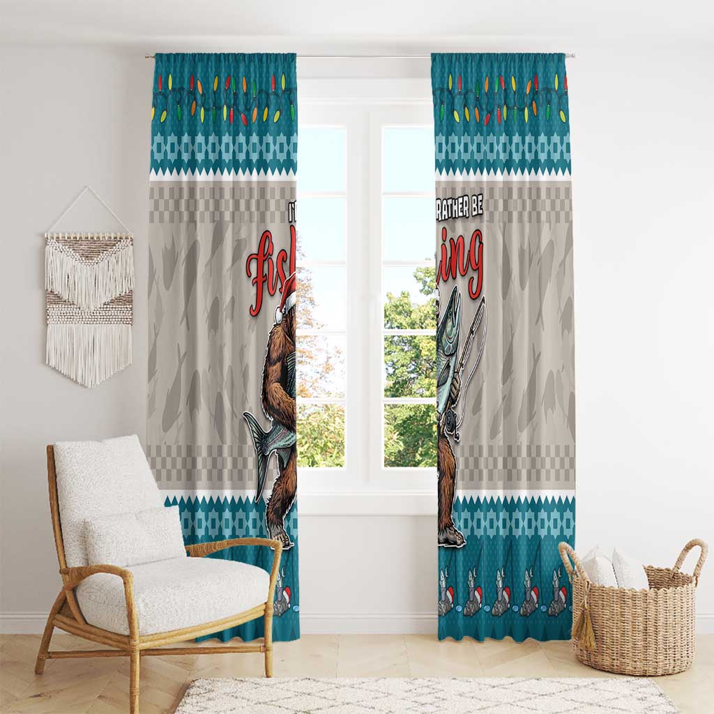 Bigfoot Fishing Christmas Window Curtain Funny Style - Wonder Print Shop