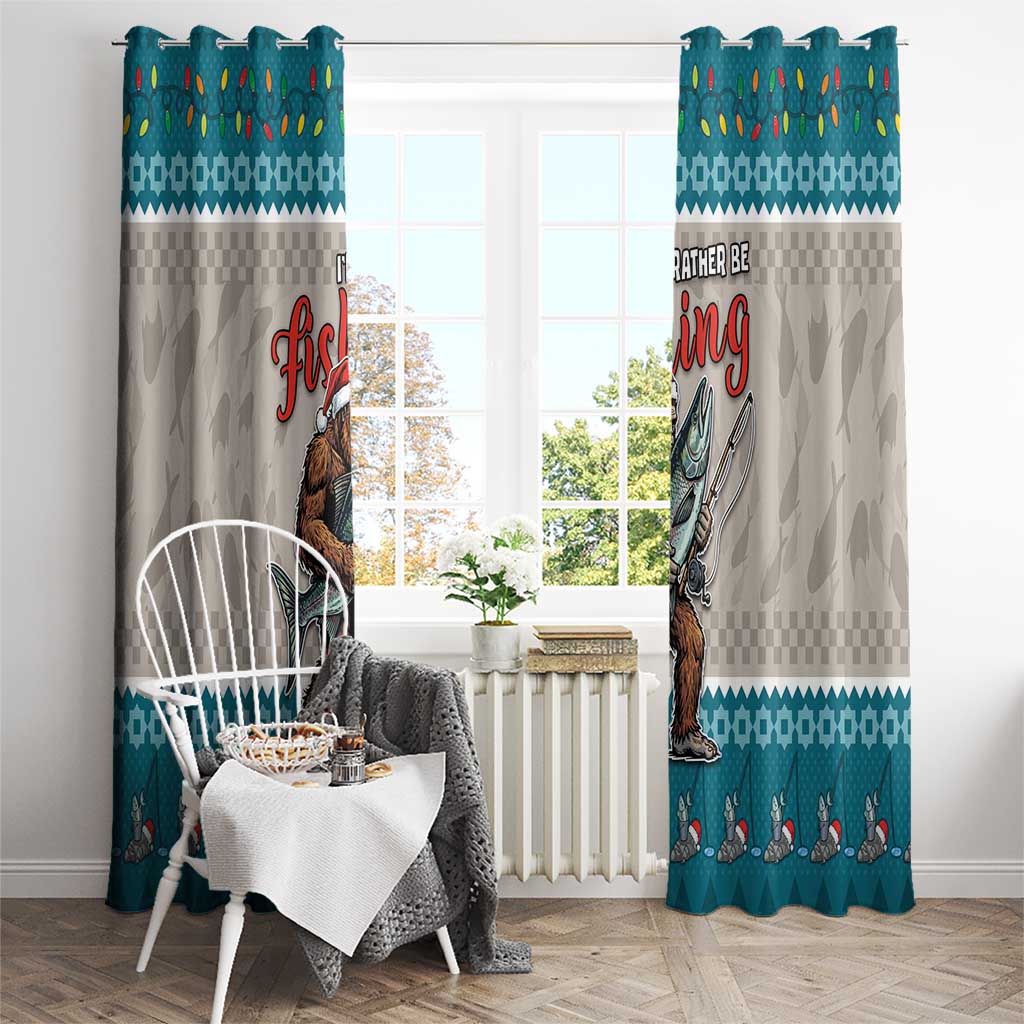 Bigfoot Fishing Christmas Window Curtain Funny Style - Wonder Print Shop