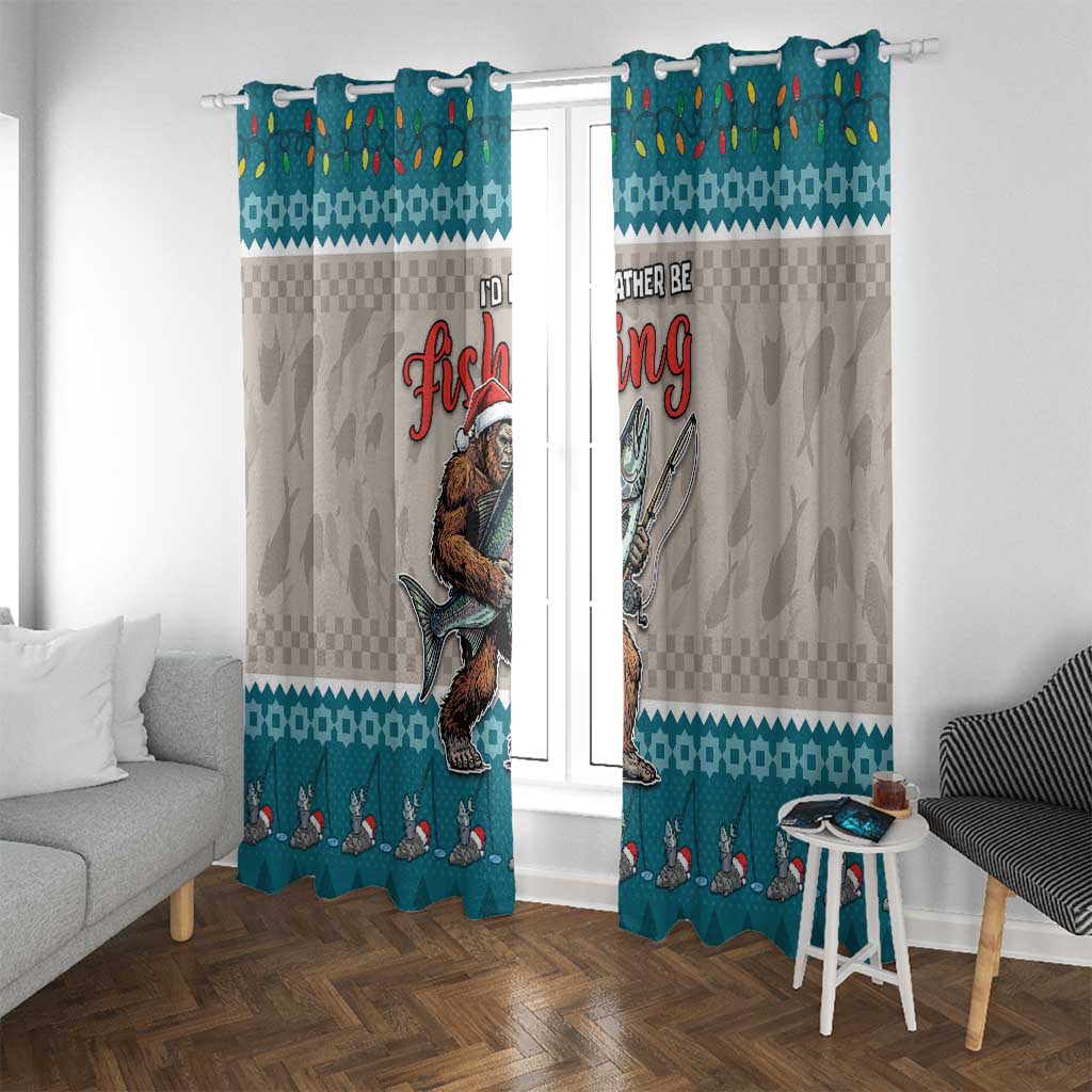 Bigfoot Fishing Christmas Window Curtain Funny Style - Wonder Print Shop