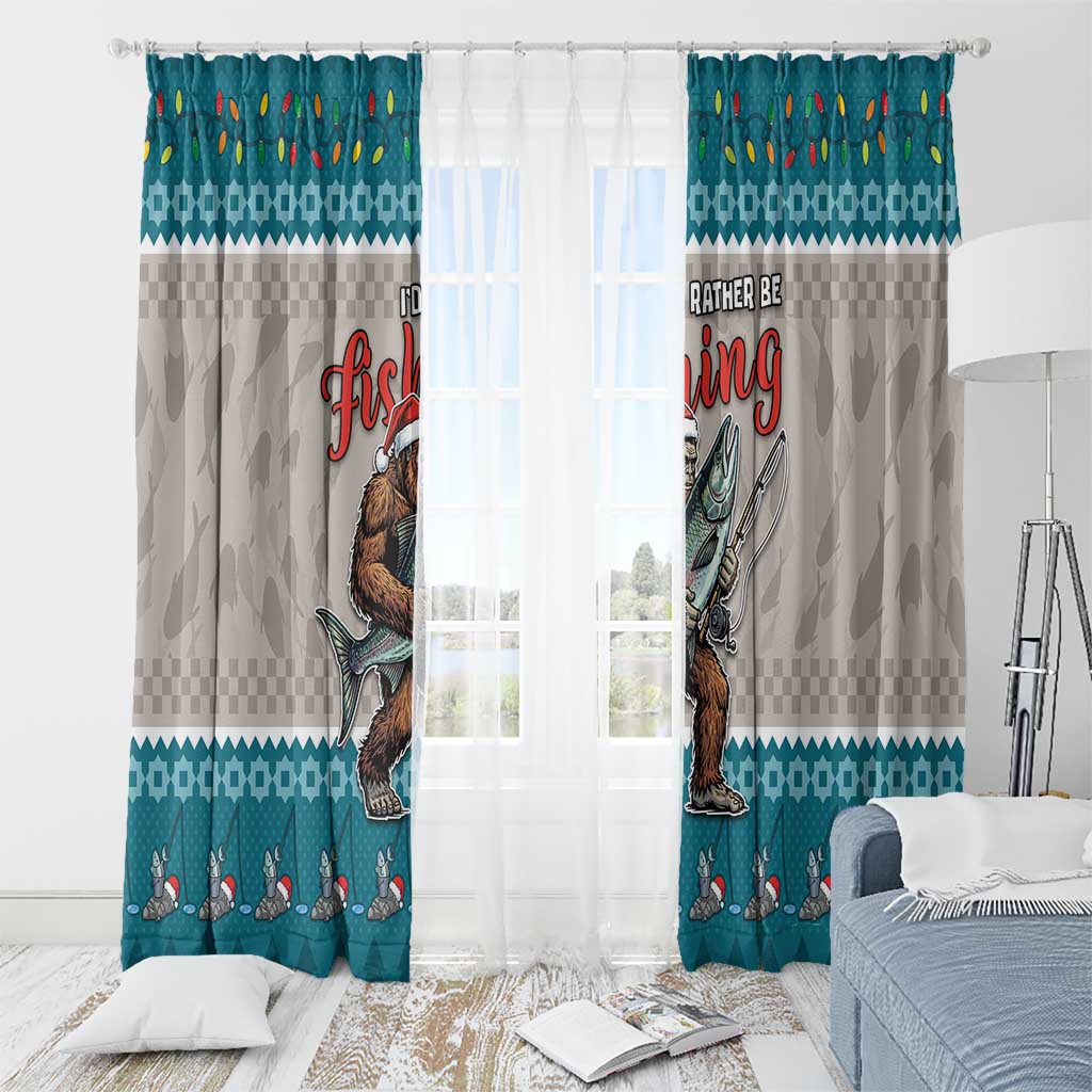 Bigfoot Fishing Christmas Window Curtain Funny Style - Wonder Print Shop