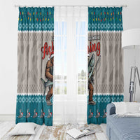 Bigfoot Fishing Christmas Window Curtain Funny Style - Wonder Print Shop