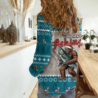 Bigfoot Fishing Christmas Women Casual Shirt Funny Style - Wonder Print Shop