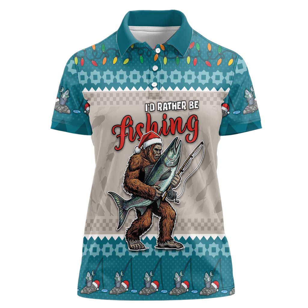 Bigfoot Fishing Christmas Women Polo Shirt Funny Style - Wonder Print Shop
