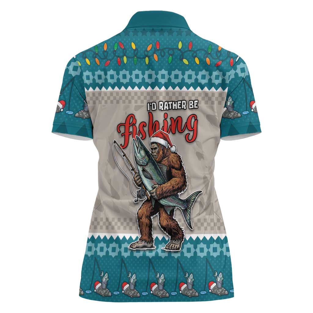 Bigfoot Fishing Christmas Women Polo Shirt Funny Style - Wonder Print Shop