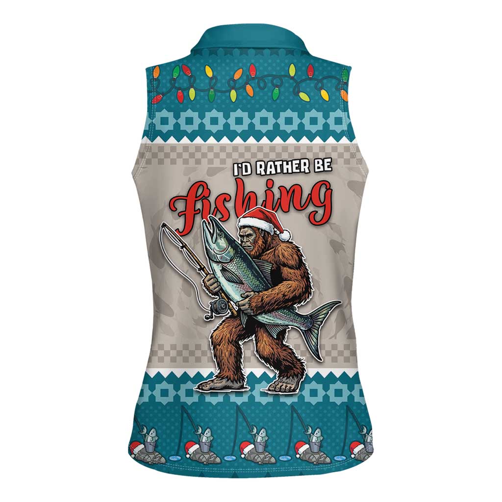Bigfoot Fishing Christmas Women Sleeveless Polo Shirt Funny Style - Wonder Print Shop