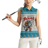 Bigfoot Fishing Christmas Women Sleeveless Polo Shirt Funny Style - Wonder Print Shop