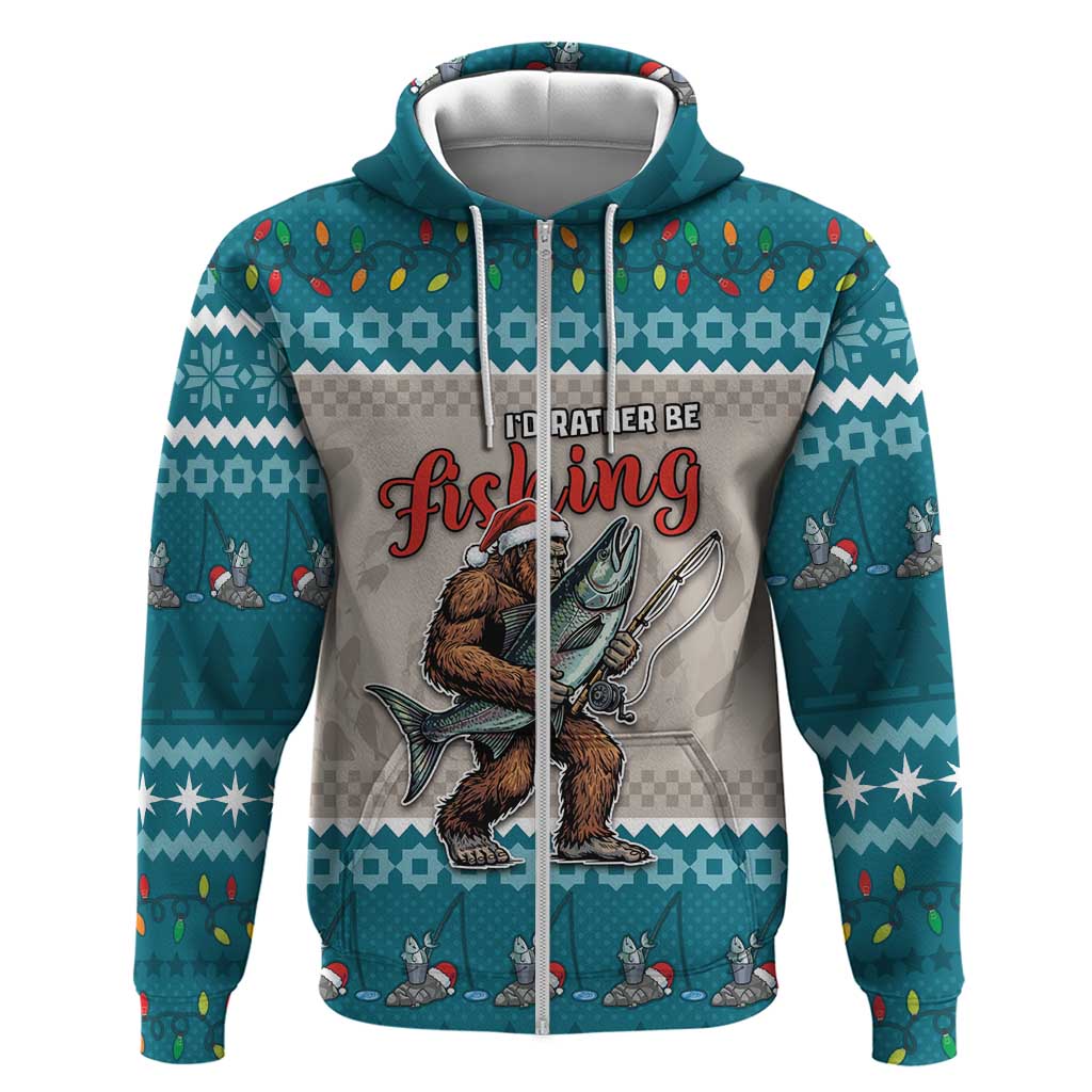 Bigfoot Fishing Christmas Zip Hoodie Funny Style - Wonder Print Shop