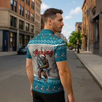 Bigfoot Fishing Christmas Zipper Polo Shirt Funny Style - Wonder Print Shop