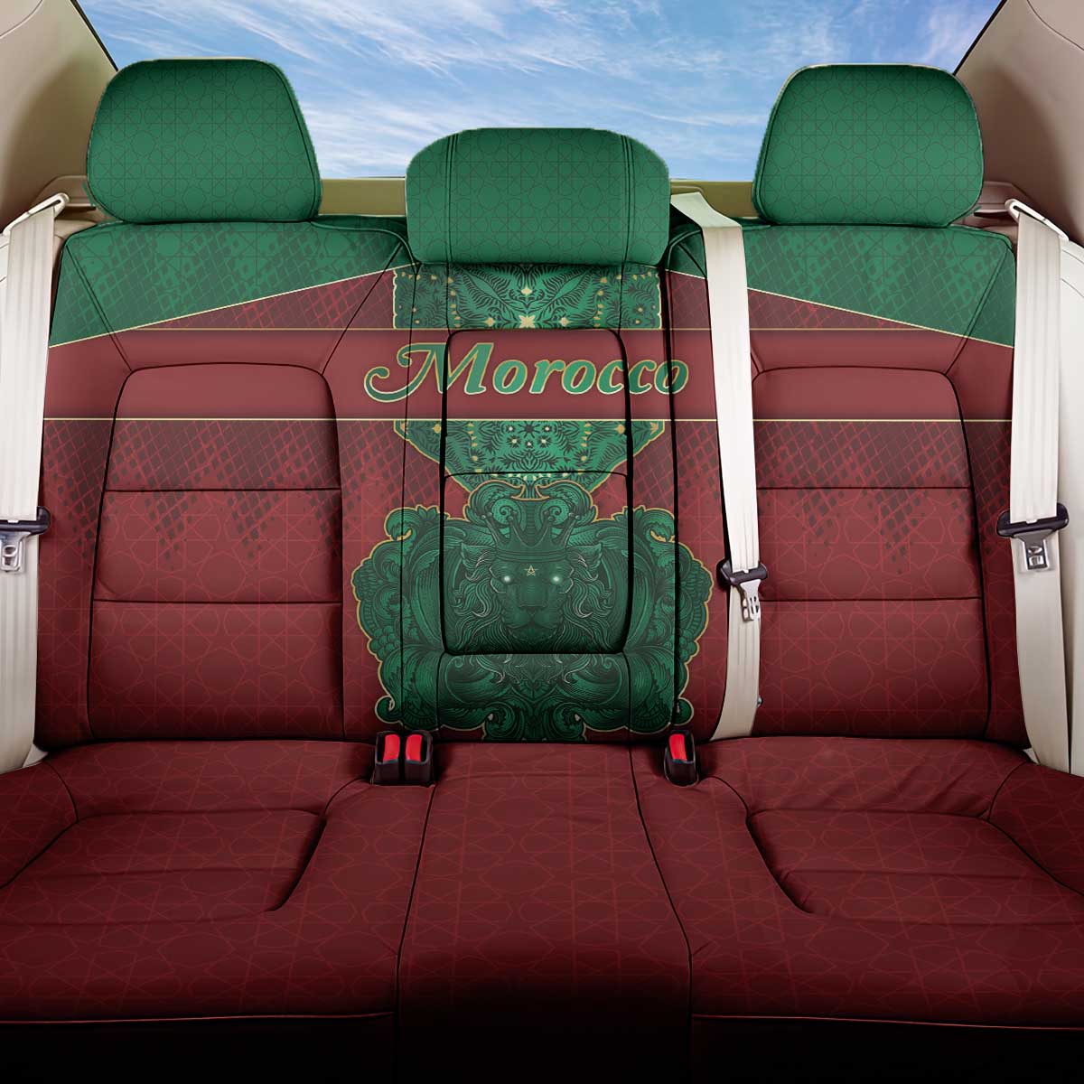 Morocco Back Car Seat Cover Royal Lion Islam Patterns - Wonder Print Shop