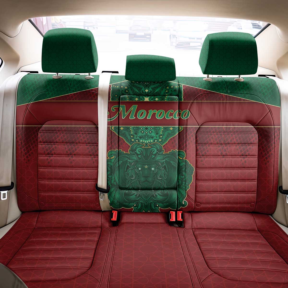 Morocco Back Car Seat Cover Royal Lion Islam Patterns - Wonder Print Shop