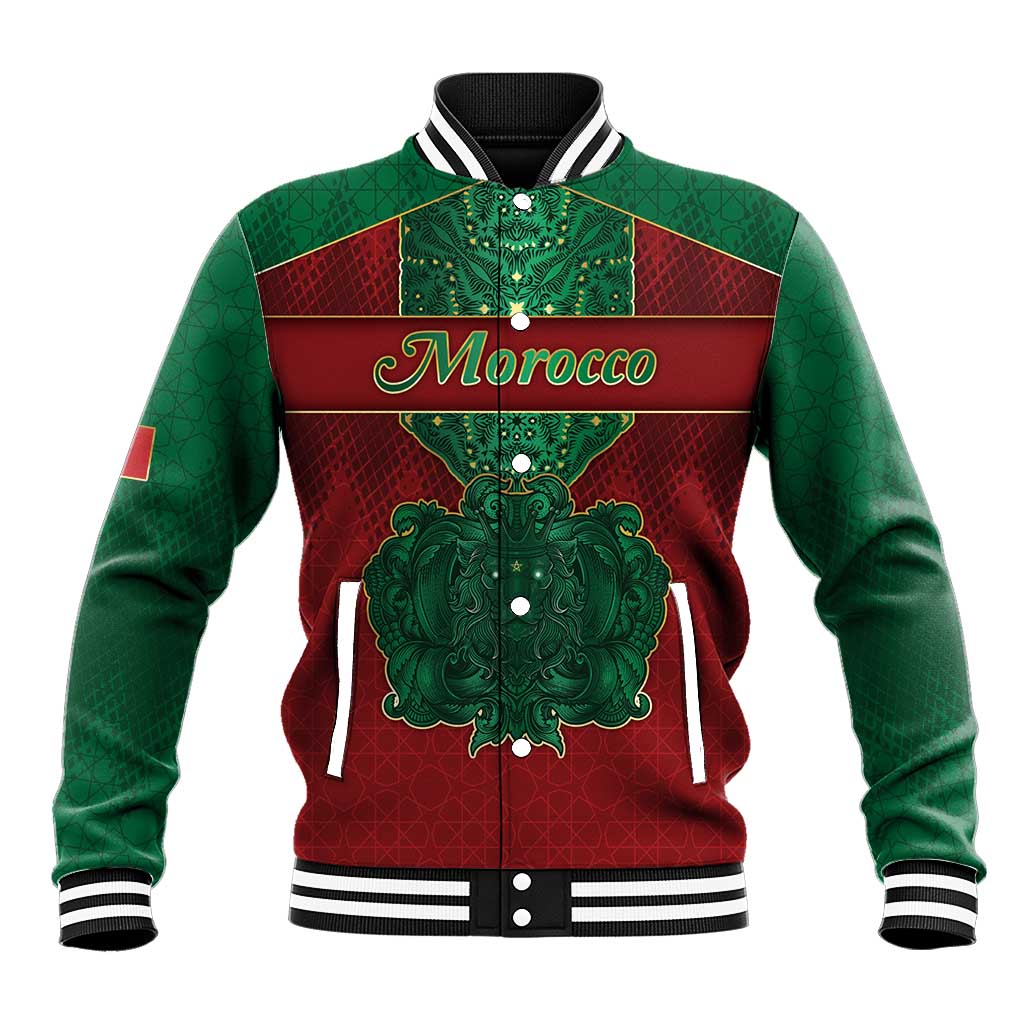 Personalized Morocco Baseball Jacket Royal Lion Islam Patterns - Wonder Print Shop