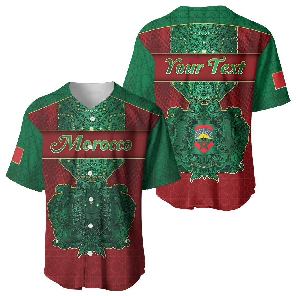 Personalized Morocco Baseball Jersey Royal Lion Islam Patterns - Wonder Print Shop