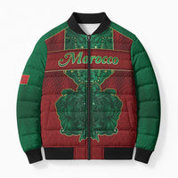 Personalized Morocco Bomber Puffer Jacket Royal Lion Islam Patterns - Wonder Print Shop