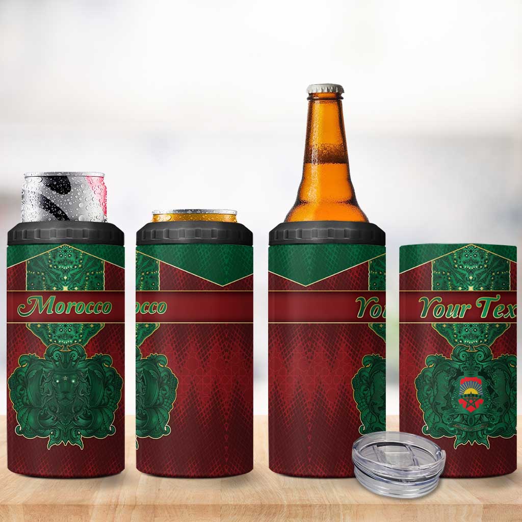 Personalized Morocco 4 in 1 Can Cooler Tumbler Royal Lion Islam Patterns - Wonder Print Shop