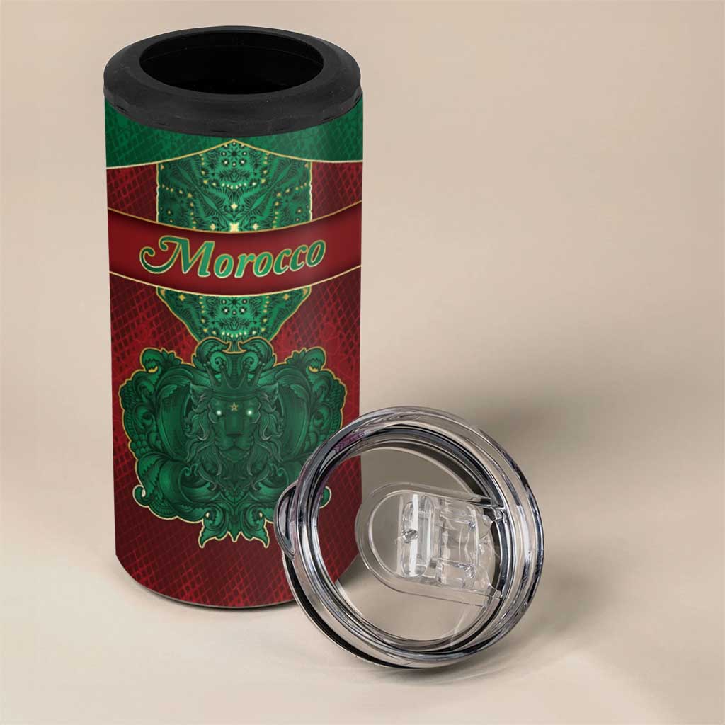 Personalized Morocco 4 in 1 Can Cooler Tumbler Royal Lion Islam Patterns - Wonder Print Shop