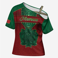 Personalized Morocco Cross Shoulder Shirt Royal Lion Islam Patterns - Wonder Print Shop
