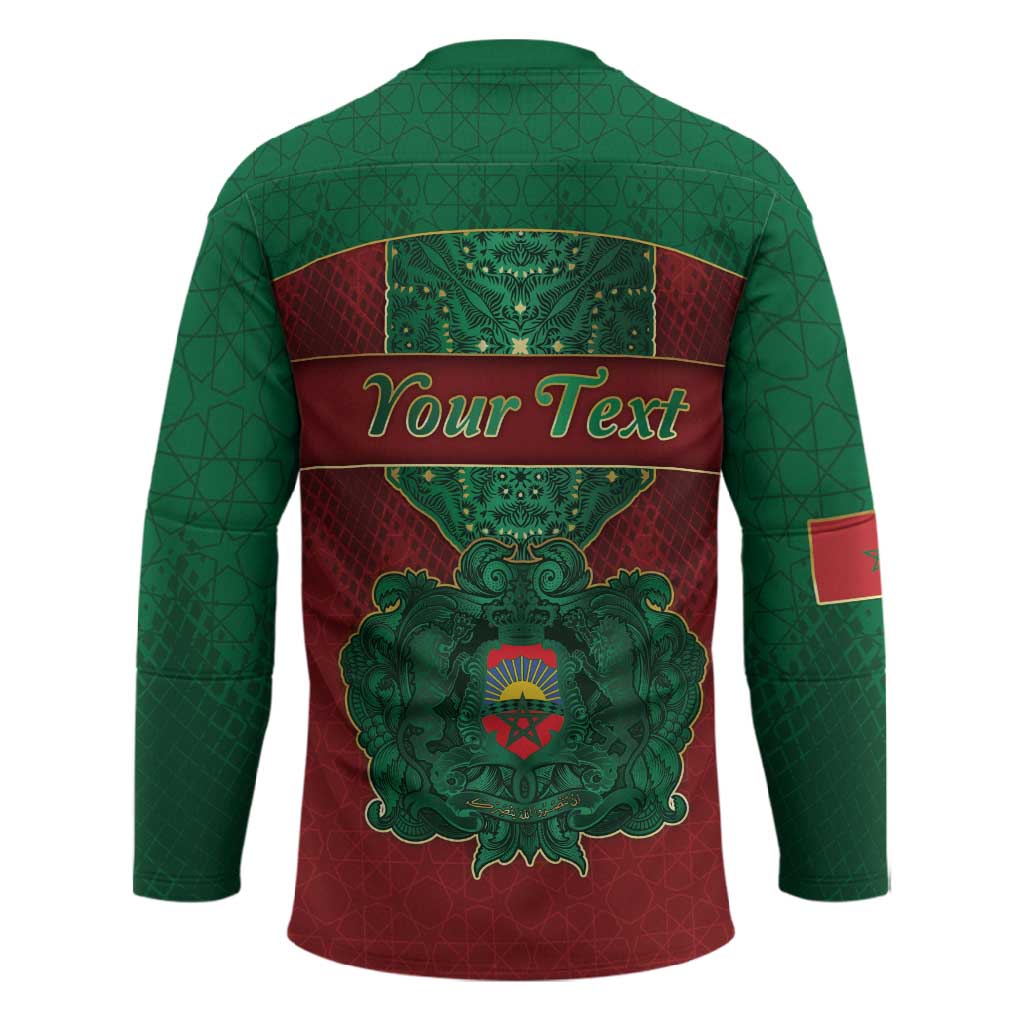 Personalized Morocco Hockey Jersey Royal Lion Islam Patterns - Wonder Print Shop