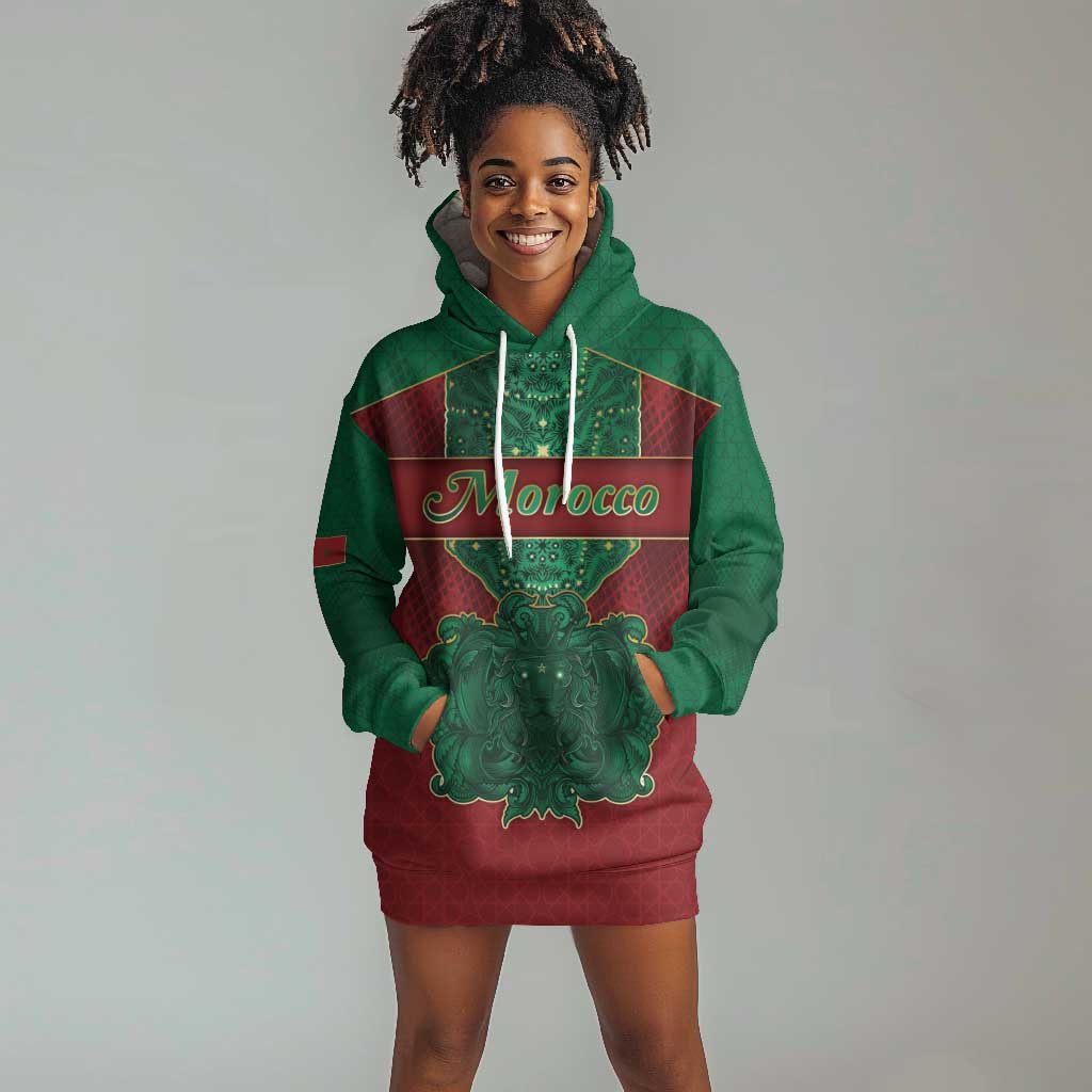 Personalized Morocco Hoodie Dress Royal Lion Islam Patterns - Wonder Print Shop
