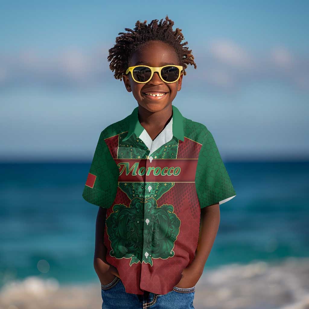Personalized Morocco Kid Hawaiian Shirt Royal Lion Islam Patterns - Wonder Print Shop
