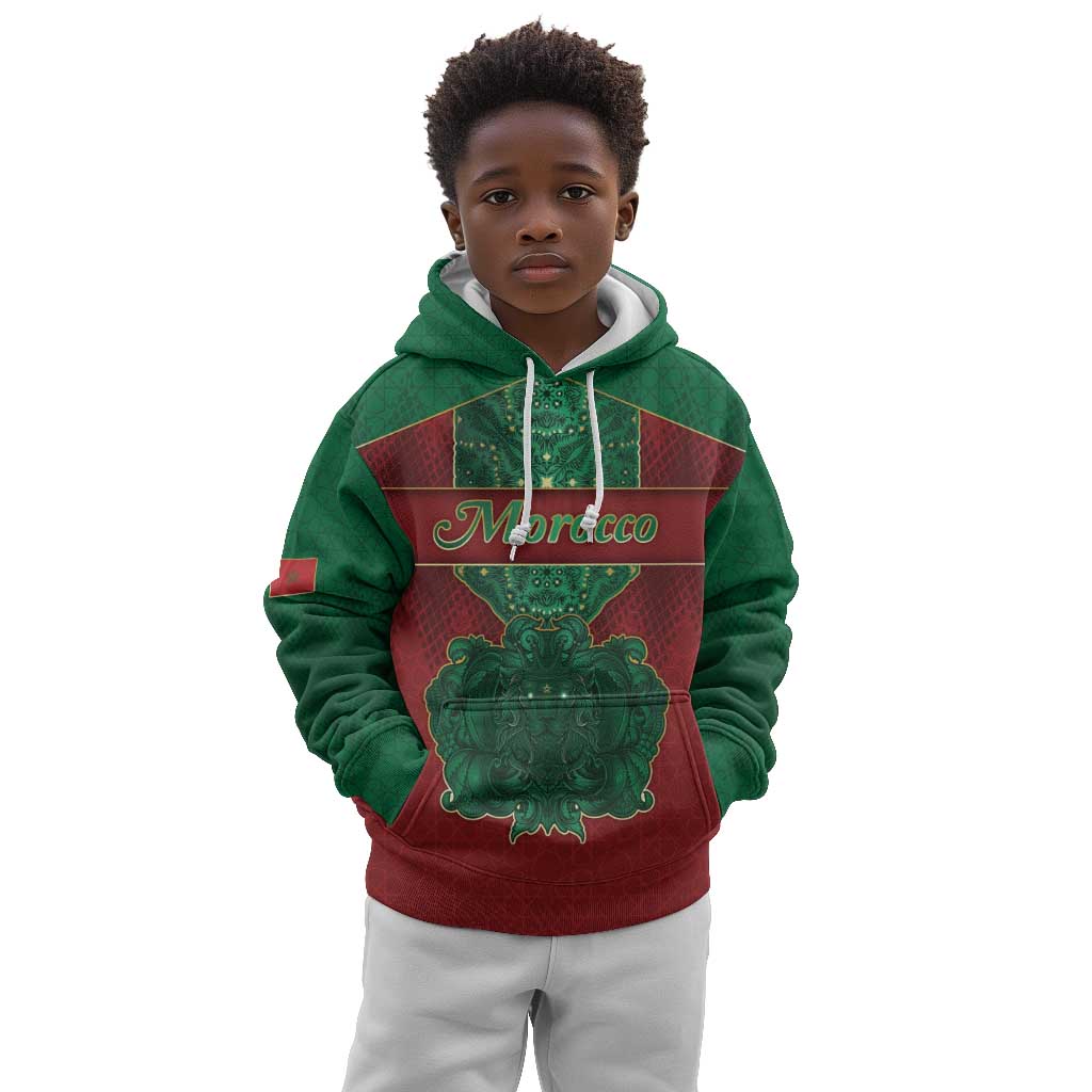 Personalized Morocco Kid Hoodie Royal Lion Islam Patterns - Wonder Print Shop
