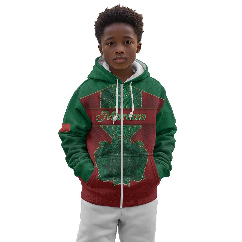 Personalized Morocco Kid Hoodie Royal Lion Islam Patterns - Wonder Print Shop