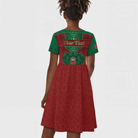 Personalized Morocco Kid Short Sleeve Dress Royal Lion Islam Patterns - Wonder Print Shop
