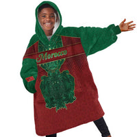 Personalized Morocco Kid Wearable Blanket Hoodie Royal Lion Islam Patterns - Wonder Print Shop