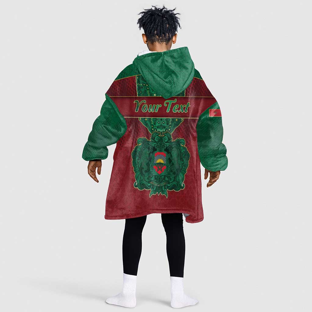 Personalized Morocco Kid Wearable Blanket Hoodie Royal Lion Islam Patterns - Wonder Print Shop